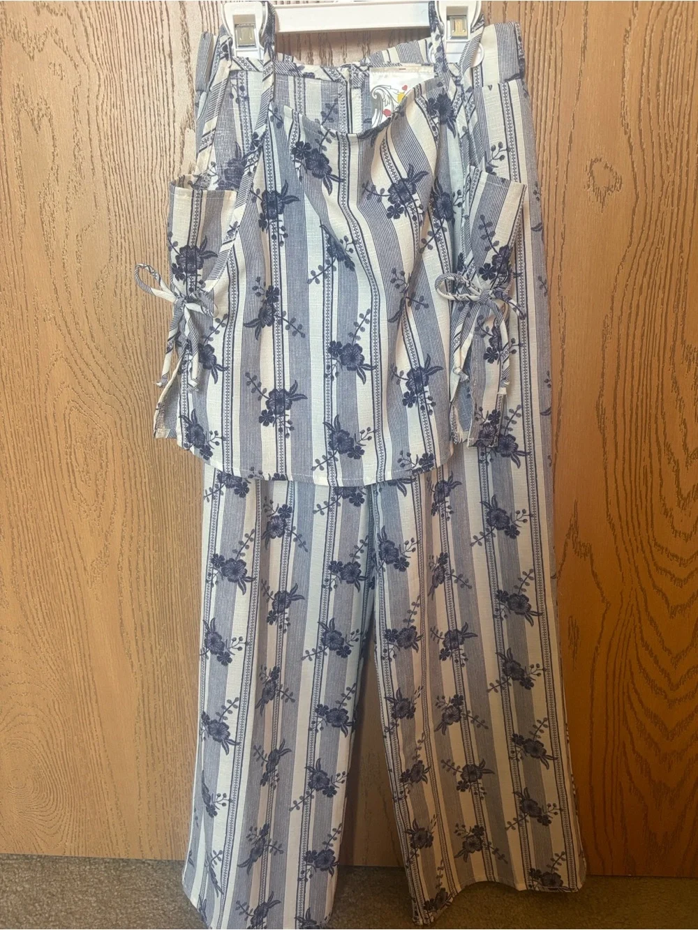 Jenna & Jessie Striped Floral Two-Piece Set